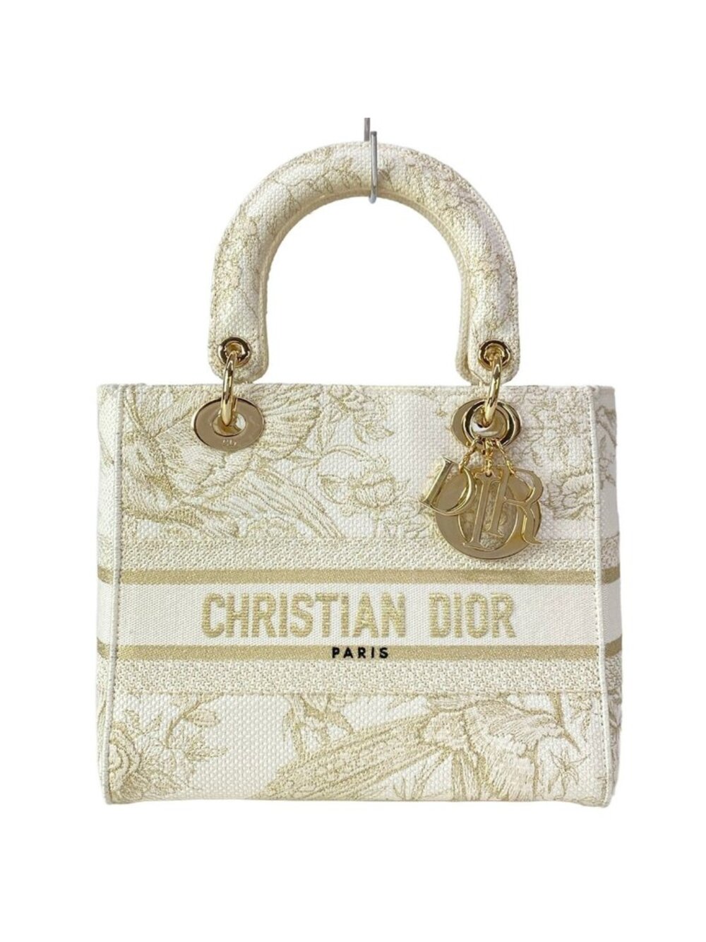 Dior Handbag Lady D-lite Medium Bag Ivory White